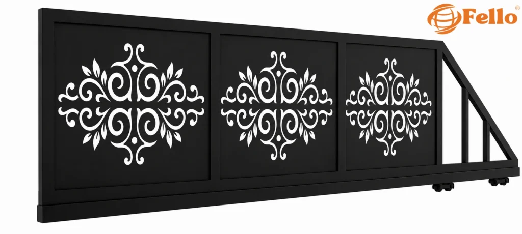 Laser cut sliding gate anthracite