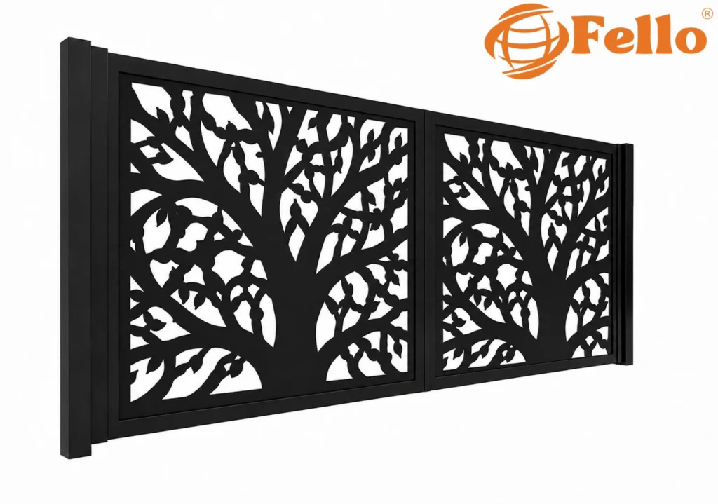 Laser cut swing gate decoration