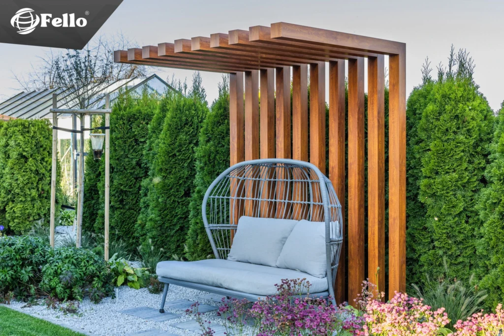 Aluminium profiles in a garden structure Fello